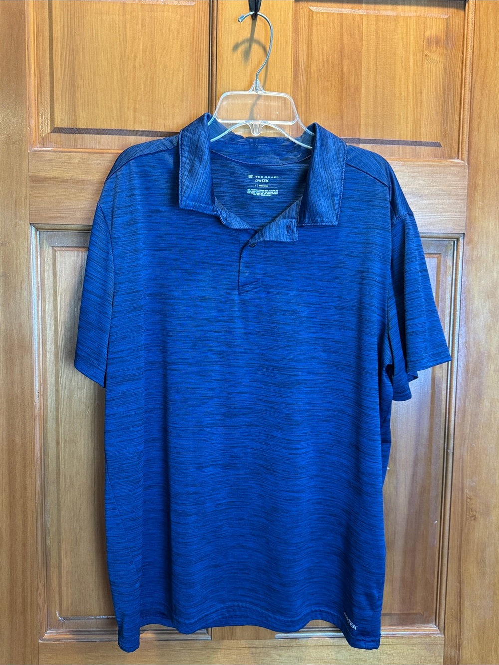 Tek Gear DryTek Men’s Blue Space Dye Performance Polo Shirt Size Large